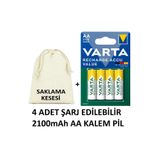 Varta 56616 Şarj Edilebilir Value 2100MAH Aa Kalem Pil+Saklama Kesesi Hediye