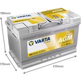 Varta A6 Agm 80 Ah Akü Start-Stop