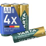 VARTA AA piller, şarj edilebilir, 4 adet, Power on Demand şarj edilebilir pil, 2600 mAh Ni-MH, hafıza etkisi yok, önceden şarj edilmiş, hemen kullanıma hazır