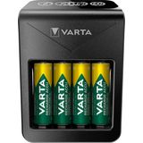 VARTA Akü şarj cihazı, 4 x AA 2100 mAh dahil, şarj edilebilir AA/AAA/9V ve USB cihazlar için, LCD Plug Charger+, tek yuvalı şarj, siyah