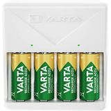 VARTA Akü şarj cihazı, 4 x AA 2100 mAh dahil, şarj edilebilir piller için pil şarj cihazı, aynı anda 2 veya 4 AA/AAA şarj eder, tak şarj cihazı, beyaz