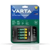 VARTA Akü şarj cihazı, 4 x AA 2100 mAh, şarj edilebilir AA/AAA için pil şarj cihazı, LCD Ultra Fast Charger+, tek yuvalı şarj, 3 mod: hızlı şarj, şarj, tazeleme, 12 V adaptör dahil