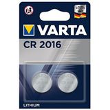 VARTA CR2016 düğme pil, 2 adet, lityum madalyon, 3 V, çocuklar için güvenli ambalaj, elektronik küçük cihazlar için - araba anahtarı, uzaktan kumanda, tartılar