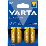 Varta Longlife AA Kalem Pil 4'lü Paket 1,5 V Alkalin Uzun Ömürlü Pil Tipi ile Güvenli Enerji