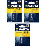 Varta Longlife Alkaline Pil 9 V 3'lü