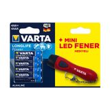 Varta Longlife Power 4 İnce + 4 Kalem Pil + Fener Hediyeli