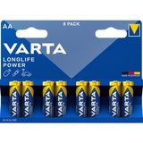 Varta Longlife Power AA Alkalin Kalem Pil, LR6, 1,5V, 8'li Paket - 8 Adet