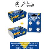 Varta Longlife Power Aa Kalem Pil 12'li Aaa Ince Kalem 12'li ve CR2032 Düğme Pil 4'lü Pil Seti - 12 Adet