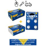 Varta Longlife Power AA Kalem Pil 12'li AAA İnce Kalem 12'li ve Cr2032 Düğme Pil 4'lü Pil Seti