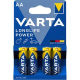 Varta Longlife Power AA Kalem Pil 4'lü Paket 1,5 V Alkalin 4 Adet Yüksek Performanslı Uzun Ömürlü