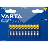 Varta Longlife Power AAA İnce Kalem Pil 10'lu Paket 1,4 V Alkalin Şarjlı Pil Tipi Yüksek Kapasite