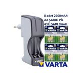 Varta Pocket 4'lü Pil Şarj Cihazı 8 Adet Şarjlı 2700MAH Aa Kalem Pil