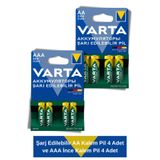Varta Power Şarj Edilebilir Aa Kalem Pil 4 Adet ve Aaa Ince Kalem Pil 4 Adet