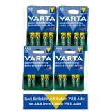 Varta Power Şarj Edilebilir AA Kalem Pil 8 Adet ve AAA İnce Kalem Pil 8 Adet