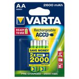 Varta Rechargeable Accu Aa HR6 Ready to Use 2600Mah Bls 2 Pil