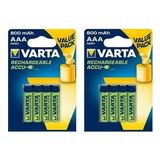 Varta Şarjlı Kalem Pil 8 Adet AAA 800 mAH (Yeşil)