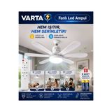 Varta Vantilatör Kumandalı 6 kanatlı Pervane ampul sessiz çalışma 40 watt fanlı tavan tipi 3 renk 3 kademeli garantili (pil hediyeli )