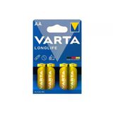 VARTA Varta Pil Longlife Alkaline 1.5V AA Mignon 4 lü