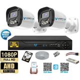 Vartek Bilişim 2 Kameralı Full HD Güvenlik Kamera Seti 250GB HDD 5MP Gece (Renkli) Görüşlü - Sabit IP Gerektirmez - 250 GB HDD