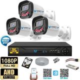 Vartek Bilişim 3 Kameralı Full HD Güvenlik Kamera Seti 250 GB HDD 5MP Gece Görüşlü (Siyah-Beyaz) Sabit İp Gerekmez