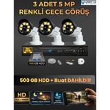 VARTEK BİLİŞİM 3 Kameralı Set 500 Gb Hdd Full Hd Gece Görüşlü Güvenlik Kamerası Sistemi-Sabit İp Gerektirmez-