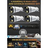 Vartek Bilişim 4 Kameralı 6 Atom LED Gece Renkli Görüşlü Güvenlik Kamerası Seti + 250 GB HDD