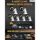 Vartek Bilişim 6 Kameralı Set 1000 GB HDD Full Hd Gece Görüşlü Güvenlik Kamerası Sistemi-Sabit Ip Gerektirmez-