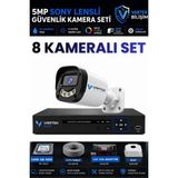 Vartek Bilişim 8 Kameralı Full HD Güvenlik Kamera Seti 1TB HDD 5MP Gece (Renkli) Görüşlü - Sabit IP Gerektirmez - 1 TB HDD