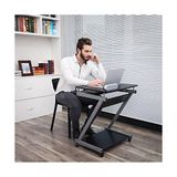 Vasagle Çalışma Masası, 2'si Frenli Toplam 4 Tekerlekli Bilgisayar Masası, Pc Masası, Pürüzsüz Klavye Çekmecesi, Kolay Montaj, Yerden Tasarruflu Z-Şekilli Pc Masası, Siyah, LCD811B - 1 GB - Acı Kahverengi - Option-1