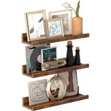 Vasagle Rafları, 3'lü Set, Yüzer Raflar, Uzunluk 38 Cm, Dekoratif Öğeler, Baharat Kavanozları Resim Çerçevel - Standart