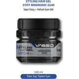 Vasso 24 Saat Üstün Tutucu Özellikli Islak Görünümlü Hafızalı Saç Jölesi Stiff Mnemonic Gum Gel 500 Ml