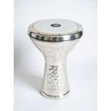 Vatan 5 Numara El Yapımı Hand Made Alüminyum Darbuka, Gümüş, Özel Tasarım, Alyan ve Taşıma Kılıfı Dahil