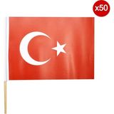 Vatan Ahşap Sopalı Türk Bayrağı Kuşe Kağıt Battal Boy 2030 Cm. 50 Li Paket