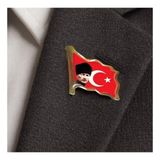 Vatan Atatürk Dalgalı Bayrak Rozet Türk Bayrağı Yaka Rozeti - 2 Adet - Kırmızı - Beyaz