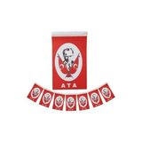 Vatan Ipli Bayrak Atalı 50 Li Orta Boy 3 Adet ( 8 x 13 cm ) - Kırmızı - Beyaz - İpli Bayrak
