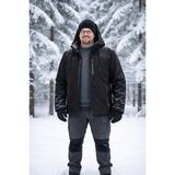 Vatan Tekstil Büyük Beden Erkek Softshell Mont Kapüşonlu Su Itici Rüzgar Geçirmez - 5XL - Siyah