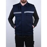 Vatan Tekstil Erkek Reflektörlü Kalın Gabardin Kumaş Kışlık Iş ve Çalışma Yeleği - Lacivert - XL