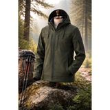 Vatan Tekstil Erkek Slim Fit Softshell Kapüşonlu Erkek Mont Su Itici Rüzgar Geçirmez - Haki - 3XL