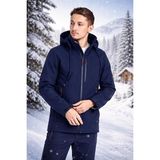Vatan Tekstil Erkek Slim Fit Softshell Kapüşonlu Erkek Mont Su Itici Rüzgar Geçirmez - Lacivert