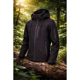 Vatan Tekstil Erkek Slim Fit Softshell Kapüşonlu Erkek Mont Su Itici Rüzgar Geçirmez - Siyah - 4XL