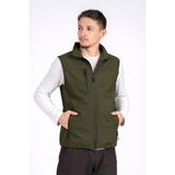 Vatan Tekstil Haki Softshell Dik Yaka Erkek Yelek Kolsuz Su İtici ve Rüzgar Geçirmez Özellikte