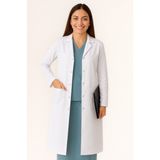 Vatan Tekstil Kadın Klasik Yaka Alpaka Kumaş Slim Fit Önlük, Doktor, Öğretmen, Hemşire, Stajyer, Çalışma Önlüğü - Beyaz - 54