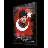 Vatanını En Çok Seven Görevini En İyi Yapandır Atatürk Türk Bayrağı Cam Tablo, Ev Ofis Duvar Dekoru