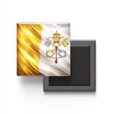 Vatikan - Abstract Efektli Bayrak - Baskılı Kare Buzdolap Magneti