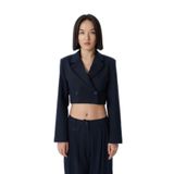 Vatka Detaylı Crop Blazer Ceket Ekru
