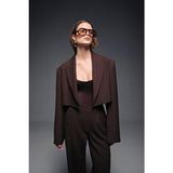 Vatkalı Crop Blazer Ceket - Kahverengi - XS