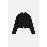 Vatkalı Diagonal crop blazer ceket - Siyah - XS
