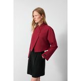Vatkalı Diagonal crop blazer ceket - XXS - Vişne