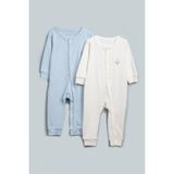 Vauva 2'li Çıtçıtlı Tulum Pijama Uzun Kollu Mevsimlik Bebek Çocuk Nakışlı Tulum - Mavi - 12 - 18 Ay