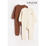 Vauva 2’li Çıtçıtlı Tulum Pijama Uzun Kollu Mevsimlik Bebek Çocuk Nakışlı Tulum